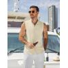 image:imageCOOFANDY Mens Sleeveless Button Up Shirts Summer Beach Tank Tops Collarless Casual Cruise Dress ShirtBeige
