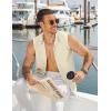 image:imageCOOFANDY Mens Sleeveless Button Up Shirts Summer Beach Tank Tops Collarless Casual Cruise Dress ShirtBeige