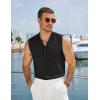 image:imageCOOFANDY Mens Sleeveless Button Up Shirts Summer Beach Tank Tops Collarless Casual Cruise Dress ShirtBlack