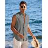 image:imageCOOFANDY Mens Sleeveless Button Up Shirts Summer Beach Tank Tops Collarless Casual Cruise Dress ShirtDark Grey