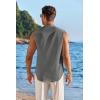 image:imageCOOFANDY Mens Sleeveless Button Up Shirts Summer Beach Tank Tops Collarless Casual Cruise Dress ShirtDark Grey