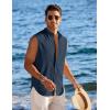image:imageCOOFANDY Mens Sleeveless Button Up Shirts Summer Beach Tank Tops Collarless Casual Cruise Dress ShirtDeep Blue