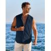 image:imageCOOFANDY Mens Sleeveless Button Up Shirts Summer Beach Tank Tops Collarless Casual Cruise Dress ShirtDeep Blue
