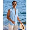 image:imageCOOFANDY Mens Sleeveless Button Up Shirts Summer Beach Tank Tops Collarless Casual Cruise Dress ShirtLight Blue