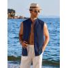 image:imageCOOFANDY Mens Sleeveless Button Up Shirts Summer Beach Tank Tops Collarless Casual Cruise Dress ShirtNavy Blue