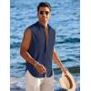 image:imageCOOFANDY Mens Sleeveless Button Up Shirts Summer Beach Tank Tops Collarless Casual Cruise Dress ShirtNavy Blue