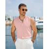 image:imageCOOFANDY Mens Sleeveless Button Up Shirts Summer Beach Tank Tops Collarless Casual Cruise Dress ShirtPink