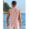 image:imageCOOFANDY Mens Sleeveless Button Up Shirts Summer Beach Tank Tops Collarless Casual Cruise Dress ShirtPink