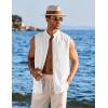 image:imageCOOFANDY Mens Sleeveless Button Up Shirts Summer Beach Tank Tops Collarless Casual Cruise Dress ShirtWhite