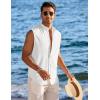 image:imageCOOFANDY Mens Sleeveless Button Up Shirts Summer Beach Tank Tops Collarless Casual Cruise Dress ShirtWhite