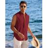 image:imageCOOFANDY Mens Sleeveless Button Up Shirts Summer Beach Tank Tops Collarless Casual Cruise Dress ShirtWine Red
