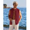image:imageCOOFANDY Mens Sleeveless Button Up Shirts Summer Beach Tank Tops Collarless Casual Cruise Dress ShirtWine Red