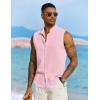 image:imageCOOFANDY Mens Sleeveless Summer Shirts Beach Tank Tops Button Up Textured Tank Shirt for VacationPink