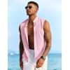 image:imageCOOFANDY Mens Sleeveless Summer Shirts Beach Tank Tops Button Up Textured Tank Shirt for VacationPink