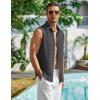 image:imageCOOFANDY Mens Summer Sleeveless Shirts Beach Knit Tank Top Button Up Casual Tank Shirt Vacation TopsDark Gray