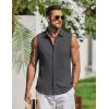 image:imageCOOFANDY Mens Summer Sleeveless Shirts Beach Knit Tank Top Button Up Casual Tank Shirt Vacation TopsDark Gray