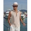 image:imageCOOFANDY Mens Summer Sleeveless Shirts Beach Knit Tank Top Button Up Casual Tank Shirt Vacation TopsKhaki