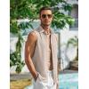 image:imageCOOFANDY Mens Summer Sleeveless Shirts Beach Knit Tank Top Button Up Casual Tank Shirt Vacation TopsKhaki