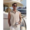 image:imageCOOFANDY Mens Summer Sleeveless Shirts Beach Knit Tank Top Button Up Casual Tank Shirt Vacation TopsKhaki