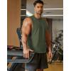 image:imageCOOFANDY Mens Workout Tank Tops Cut Off Bodybuilding Fitness Muscle Shirts Wide Armholes Summer Sleeveless ShirtArmy Green
