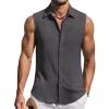 image:imageCOOFANDY Mens Summer Sleeveless Shirts Beach Knit Tank Top Button Up Casual Tank Shirt Vacation TopsDark Gray