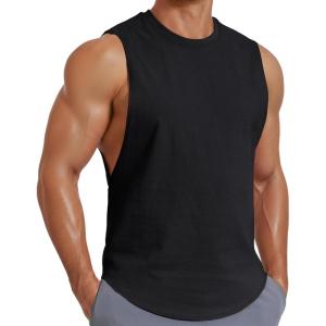 image:imageCOOFANDY Mens Workout Tank Tops Cut Off Bodybuilding Fitness Muscle Shirts Wide Armholes Summer Sleeveless ShirtBlack