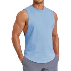 image:imageCOOFANDY Mens Workout Tank Tops Cut Off Bodybuilding Fitness Muscle Shirts Wide Armholes Summer Sleeveless ShirtBlue