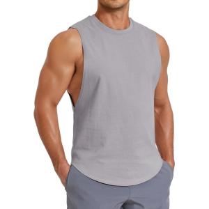 image:imageCOOFANDY Mens Workout Tank Tops Cut Off Bodybuilding Fitness Muscle Shirts Wide Armholes Summer Sleeveless ShirtGrey