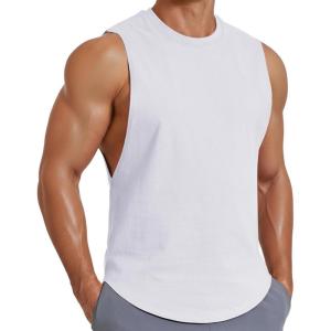 image:imageCOOFANDY Mens Workout Tank Tops Cut Off Bodybuilding Fitness Muscle Shirts Wide Armholes Summer Sleeveless ShirtWhite