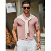 image:imageCOOFANDY Mens Casual TShirts Short Sleeve Crewneck Pullover Classic Knit Tee ShirtsPink