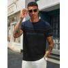 image:imageCOOFANDY Mens Casual TShirts Short Sleeve Crewneck Pullover Classic Knit Tee ShirtsStripe  Black  Navy