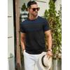 image:imageCOOFANDY Mens Casual TShirts Short Sleeve Crewneck Pullover Classic Knit Tee ShirtsStripe  Black  Navy