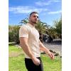 image:imageCOOFANDY Mens Knit Button Down Shirt Vintage Short Sleeve Polo Shirts Casual Beach TopsCream Hexagonal