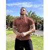 image:imageCOOFANDY Mens Knit Button Down Shirt Vintage Short Sleeve Polo Shirts Casual Beach TopsDark Brown