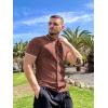 image:imageCOOFANDY Mens Knit Button Down Shirt Vintage Short Sleeve Polo Shirts Casual Beach TopsDark Brown