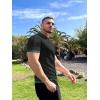image:imageCOOFANDY Mens Knit Button Down Shirt Vintage Short Sleeve Polo Shirts Casual Beach TopsGreen  Black