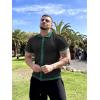 image:imageCOOFANDY Mens Knit Button Down Shirt Vintage Short Sleeve Polo Shirts Casual Beach TopsGreen  Black