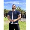 image:imageCOOFANDY Mens Knit Button Down Shirt Vintage Short Sleeve Polo Shirts Casual Beach TopsNavy  White