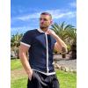 image:imageCOOFANDY Mens Knit Button Down Shirt Vintage Short Sleeve Polo Shirts Casual Beach TopsNavy  White