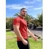 image:imageCOOFANDY Mens Knit Button Down Shirt Vintage Short Sleeve Polo Shirts Casual Beach TopsRed