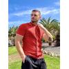 image:imageCOOFANDY Mens Knit Button Down Shirt Vintage Short Sleeve Polo Shirts Casual Beach TopsRed