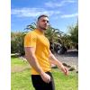 image:imageCOOFANDY Mens Knit Button Down Shirt Vintage Short Sleeve Polo Shirts Casual Beach TopsYellow