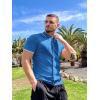 image:imageCOOFANDY Mens Knit Button Down Shirt Vintage Short Sleeve Polo Shirts Casual Beach Topsdemin Blue