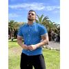 image:imageCOOFANDY Mens Knit Button Down Shirt Vintage Short Sleeve Polo Shirts Casual Beach Topsdemin Blue
