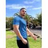 image:imageCOOFANDY Mens Knit Button Down Shirt Vintage Short Sleeve Polo Shirts Casual Beach Topsdemin Blue