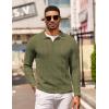 image:imageCOOFANDY Mens Knit Long Sleeve Polo Shirt Casual Polo Collared Sweater VNeck Textured PulloverArmy Green