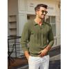 image:imageCOOFANDY Mens Knit Long Sleeve Polo Shirt Casual Polo Collared Sweater VNeck Textured PulloverArmy Green