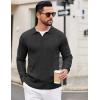 image:imageCOOFANDY Mens Knit Long Sleeve Polo Shirt Casual Polo Collared Sweater VNeck Textured PulloverBlack