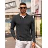 image:imageCOOFANDY Mens Knit Long Sleeve Polo Shirt Casual Polo Collared Sweater VNeck Textured PulloverBlack
