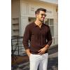 image:imageCOOFANDY Mens Knit Long Sleeve Polo Shirt Casual Polo Collared Sweater VNeck Textured PulloverBrown